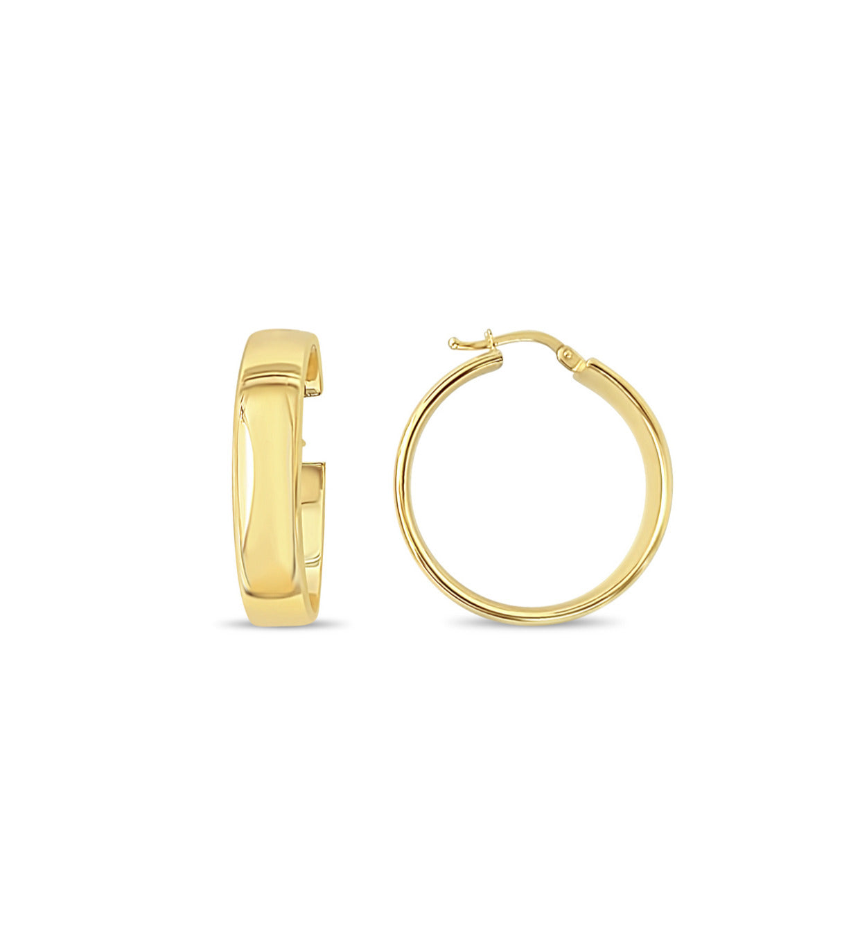 1 Inch Polished Classic Hoops 14k Yellow Gold