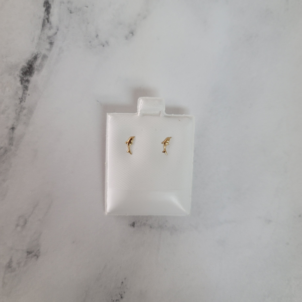 Polished Dolphin Studs 14k Yellow Gold