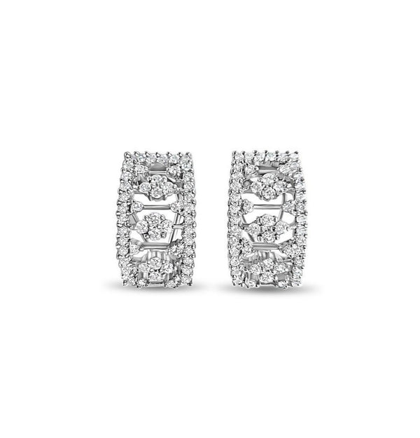 Vintage Style Diamond Pave Clip-On Earrings 2.30cttw 14k White Gold