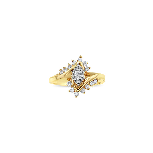 Half Carat Marquise Cente Bypass Engagement Diamond Ring