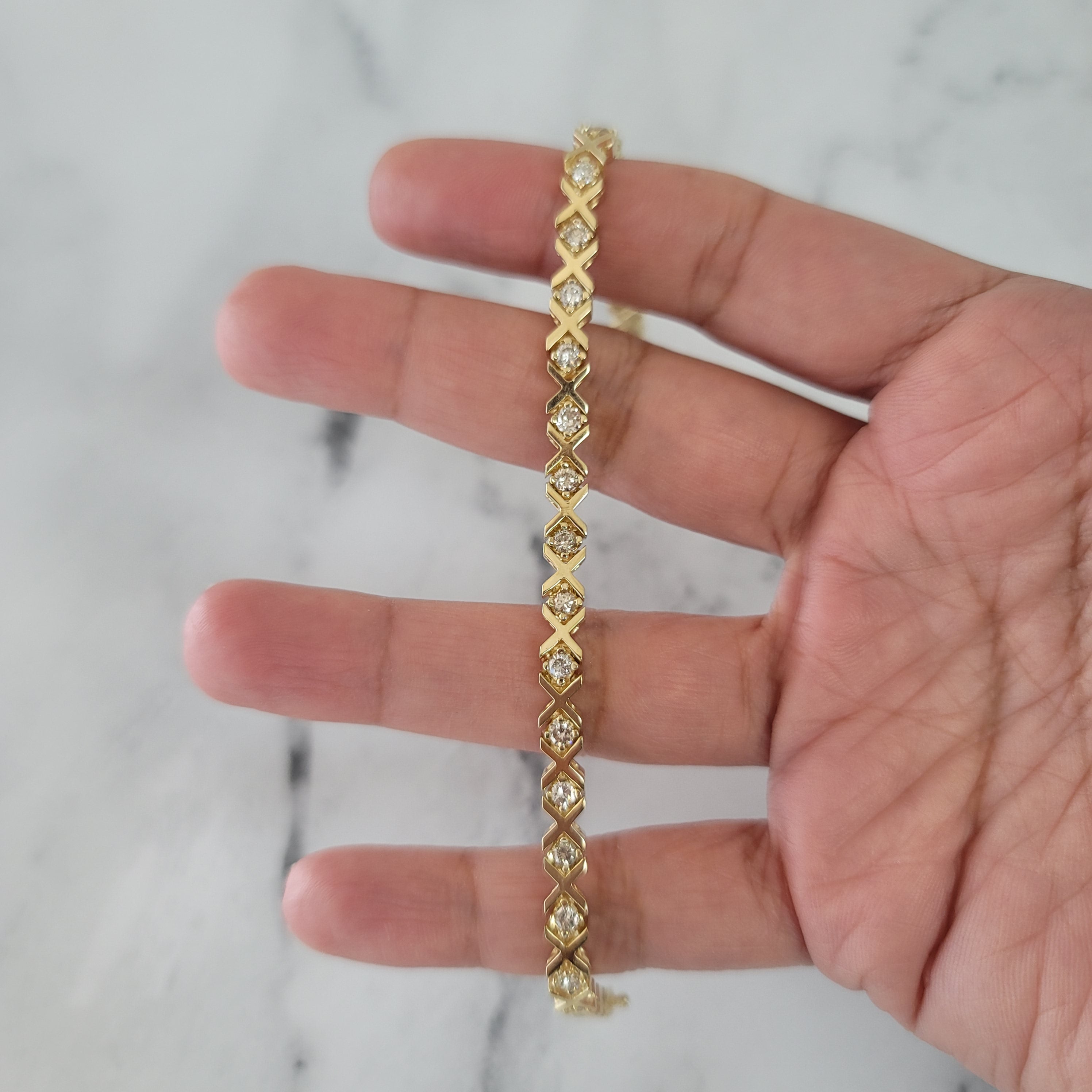 2 Carat XOXO Love Theme Diamond Bracelet 14k Yellow Gold