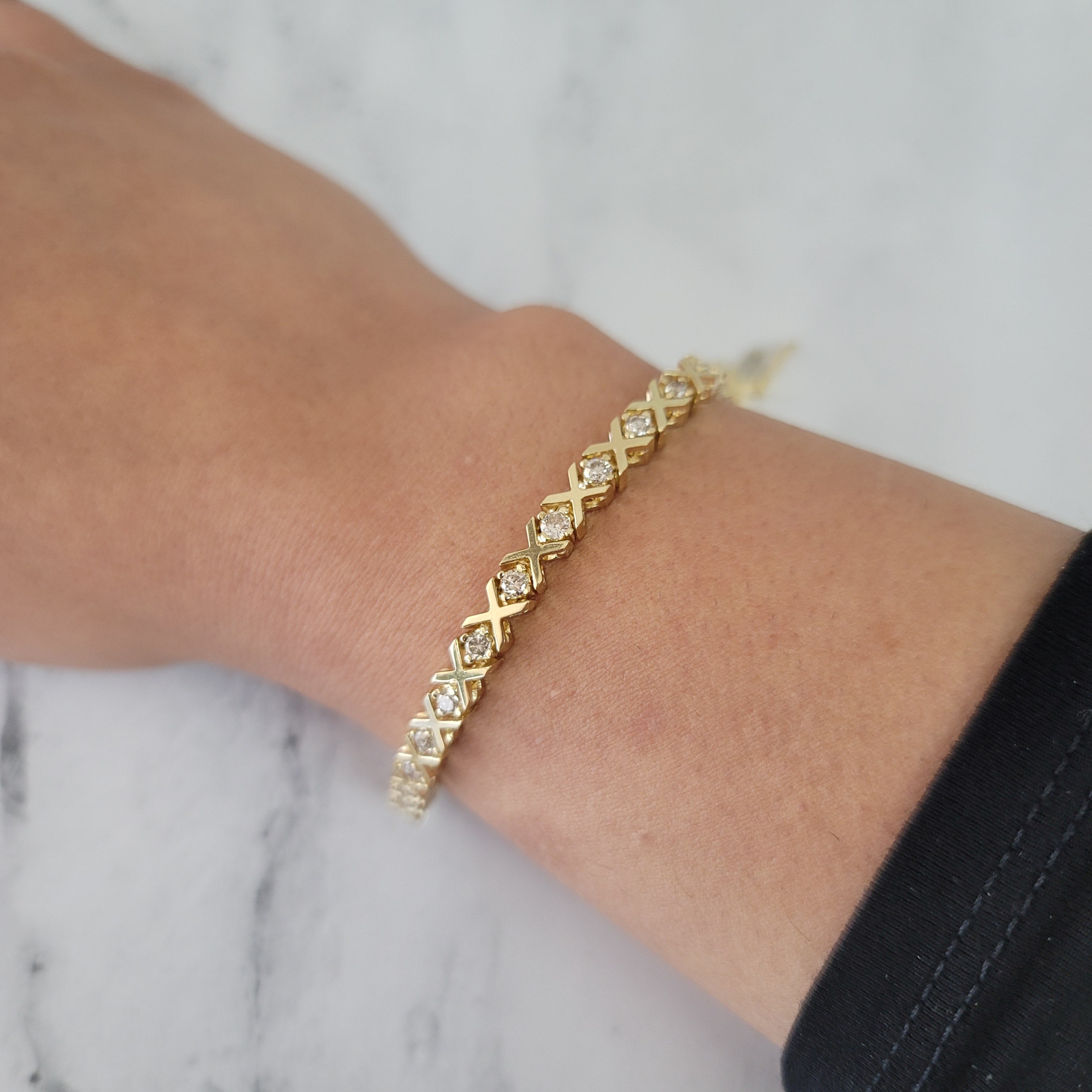 2 Carat XOXO Love Theme Diamond Bracelet 14k Yellow Gold