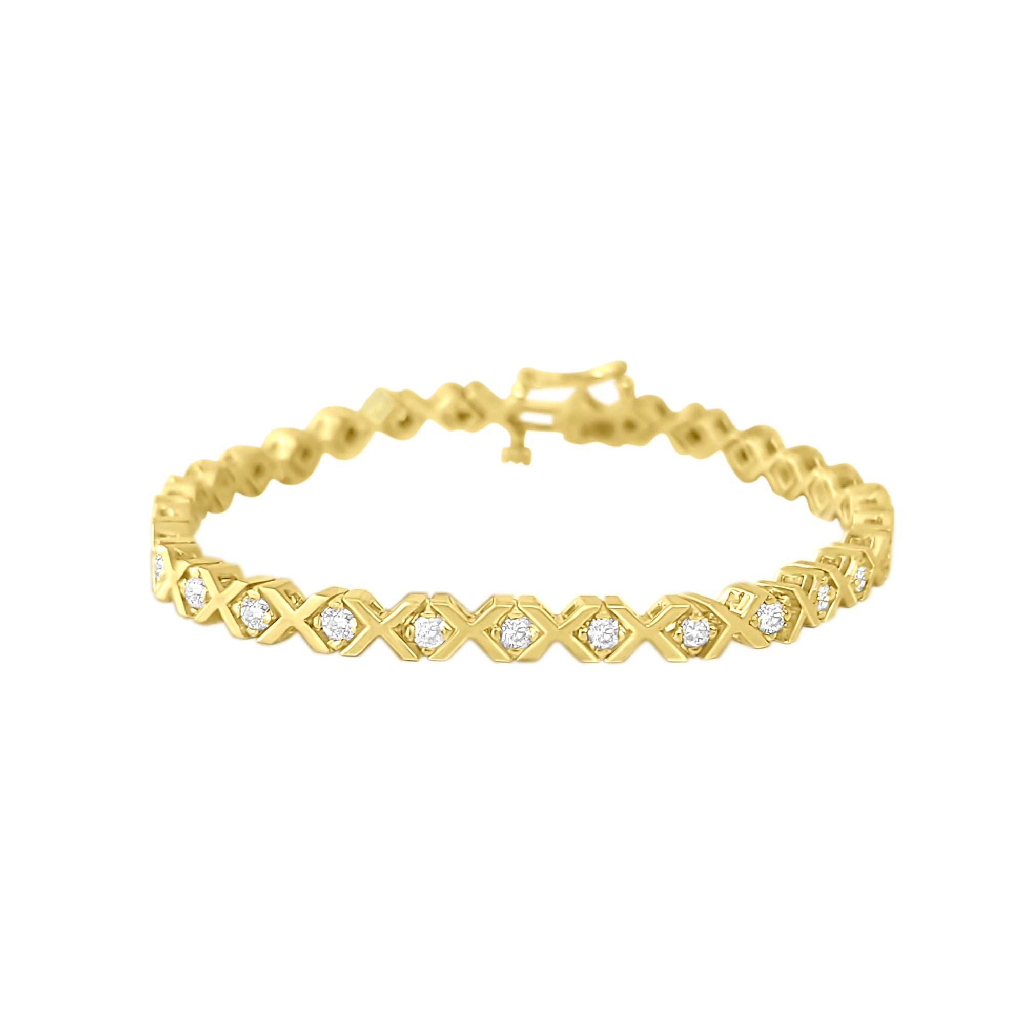 2 Carat XOXO Love Theme Diamond Bracelet 14k Yellow Gold