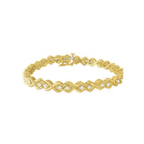 Double Heart Linked Diamond Tennis Bracelets 1.25cttw 14k Yellow Gold