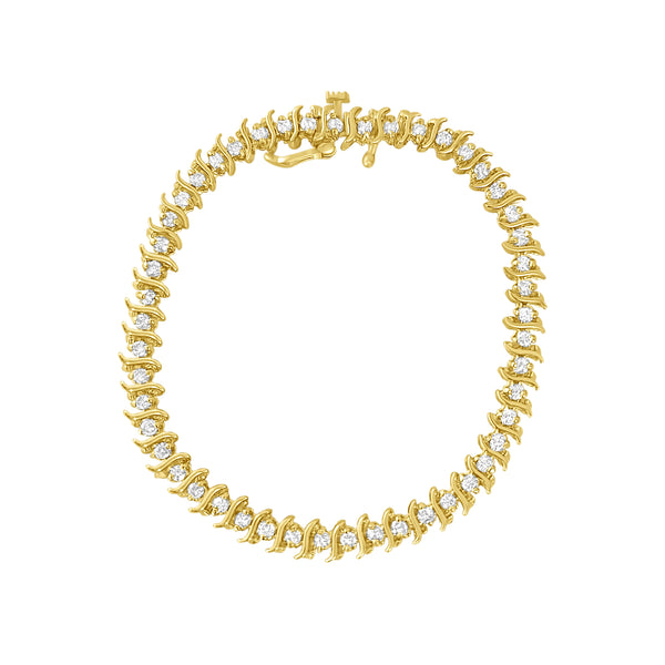 S Style Diamond Tennis Bracelet 2.50cttw 14k Yellow Gold