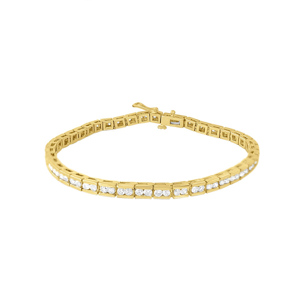 Channel Set Diamond Tennis Bracelet 2.54cttw 14k Yellow Gold