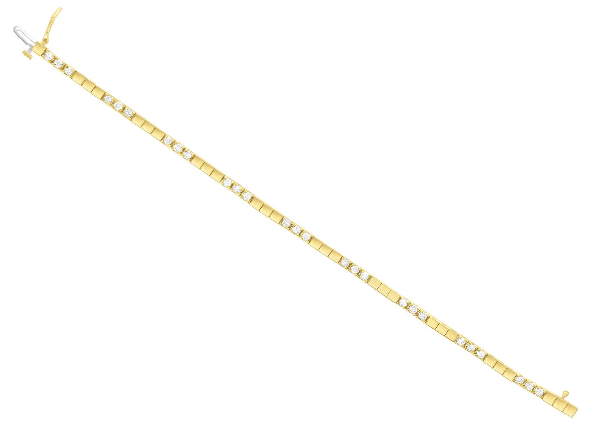 Polished Square Diamond Tennis Bracelet 1.35cttw 14k Yellow Gold - Queen of Gemz