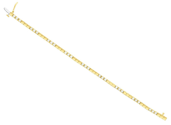 Polished Square Diamond Tennis Bracelet 1.35cttw 14k Yellow Gold - Queen of Gemz