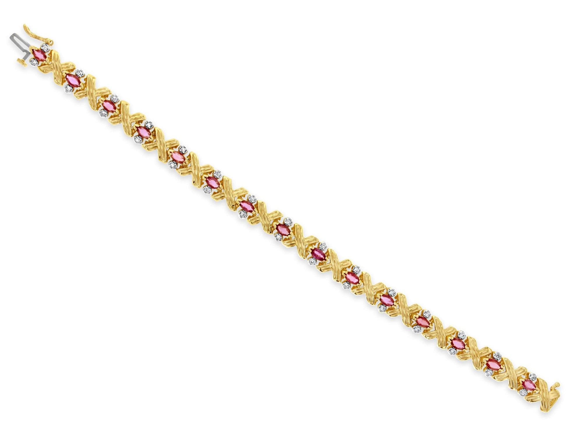 Bracelet de tennis en rubis marquise de 2 carats avec accents de diamants