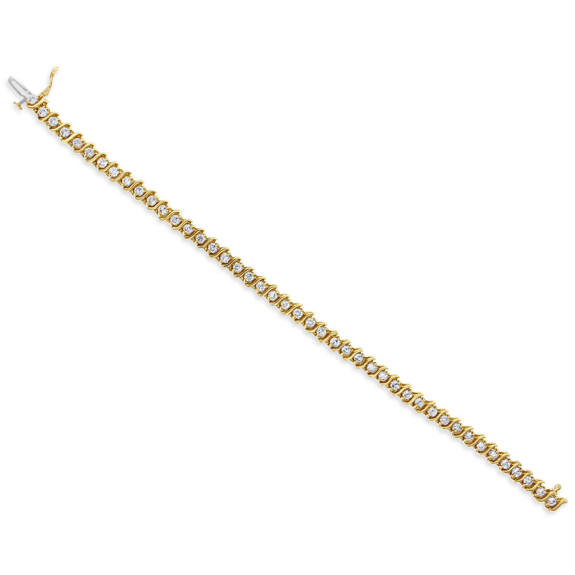 Pulsera de tenis estilo S de 3 quilates en oro amarillo de 14 k