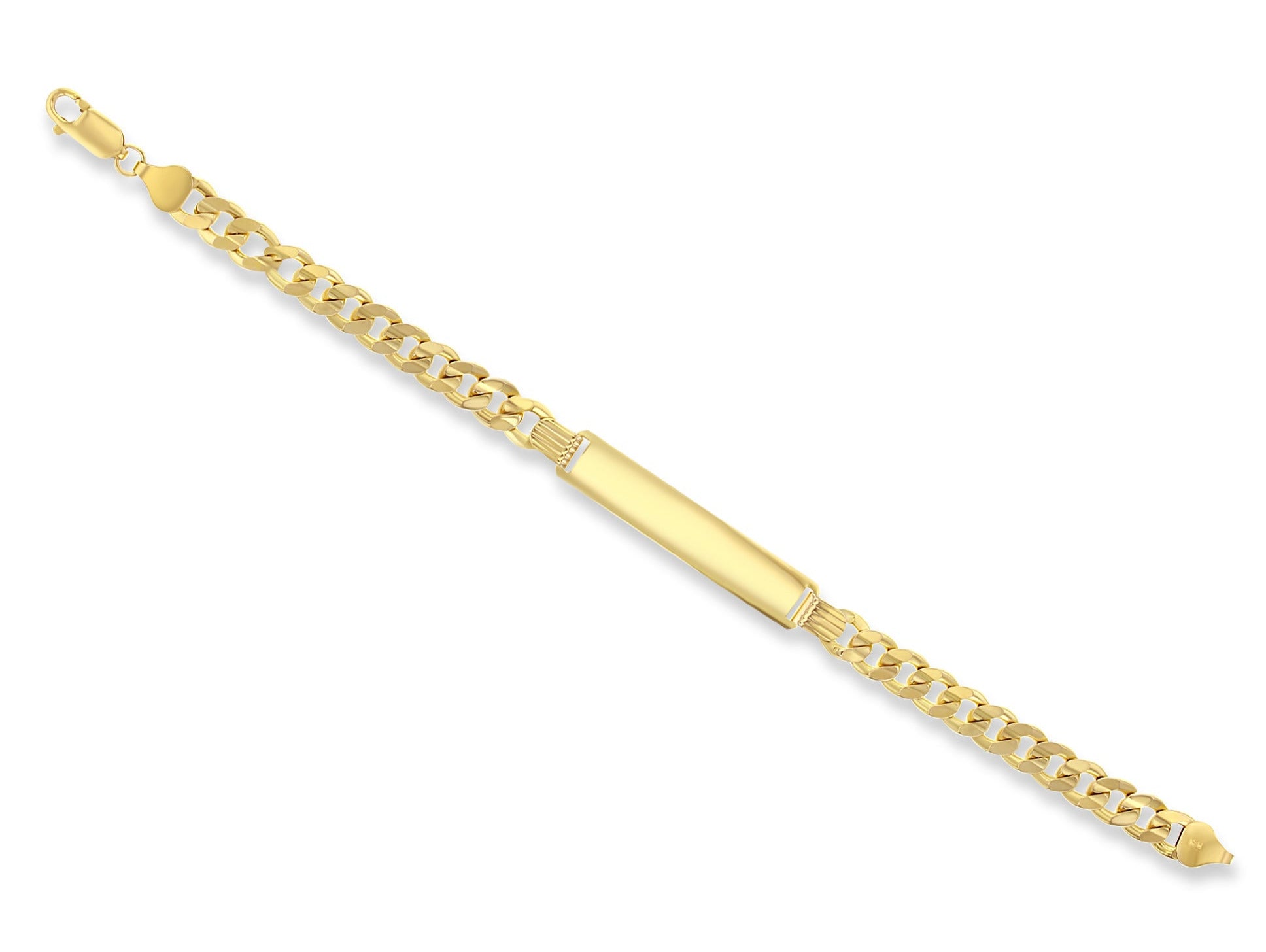 Cuban Link ID Bracelet 14k Yellow Gold