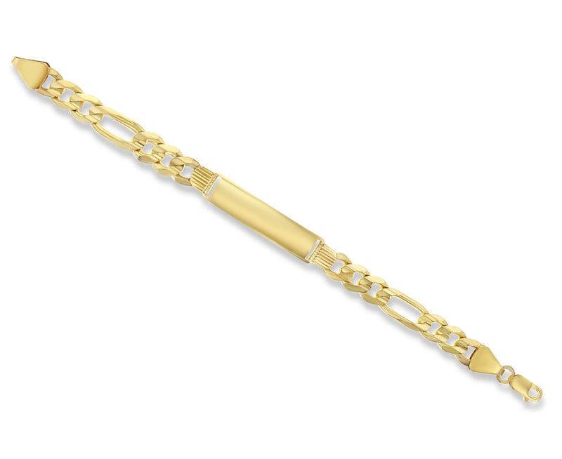 Figaro Gold ID Bracelet 14k Yellow Gold