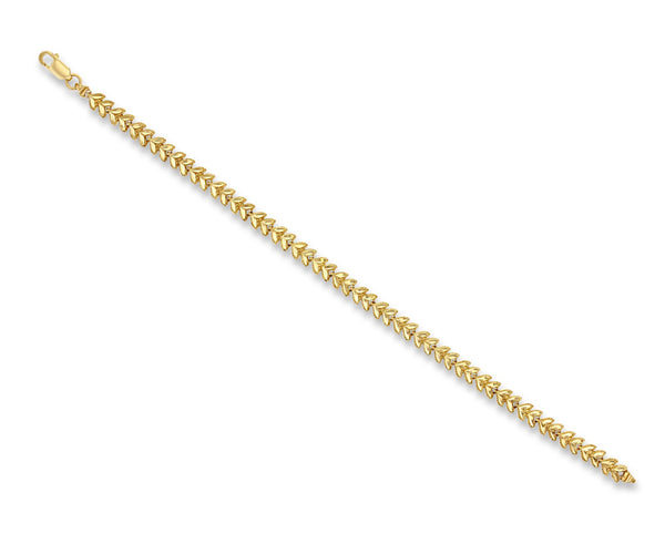 Gold Leaf Design Bracelet with Diamond Cuts 14k Yellow Gold