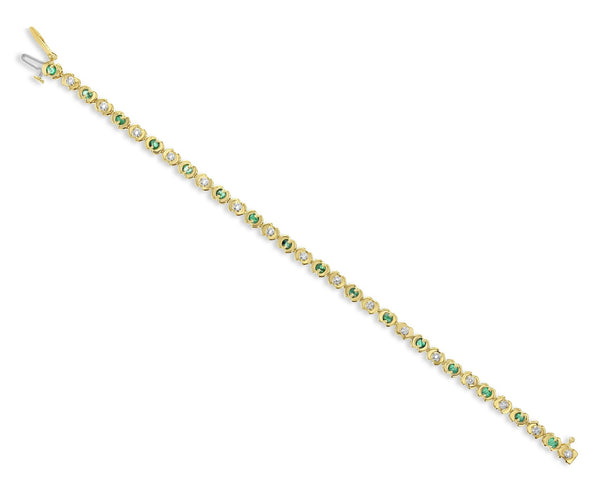 2 CT. Emerald Diamond Tennis Bracelet 14k Yellow Gold