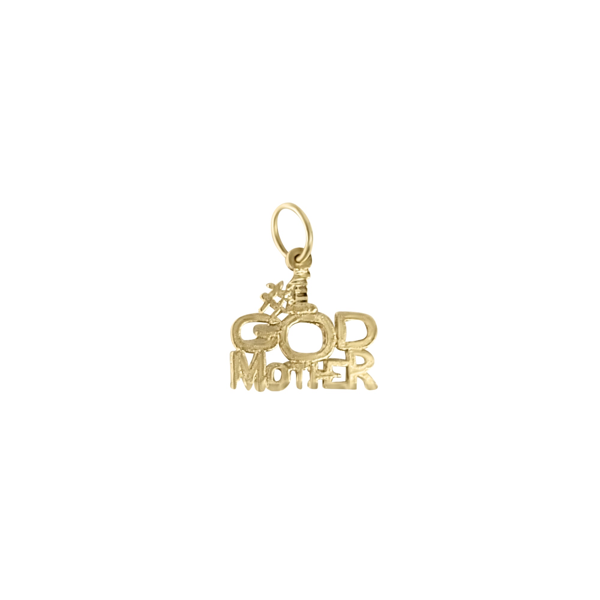 Number One #1 Godmother with Diamond Cuts Charm/Pendant 14k Yellow Gold