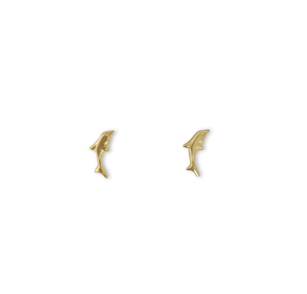 Polished Dolphin Studs 14k Yellow Gold