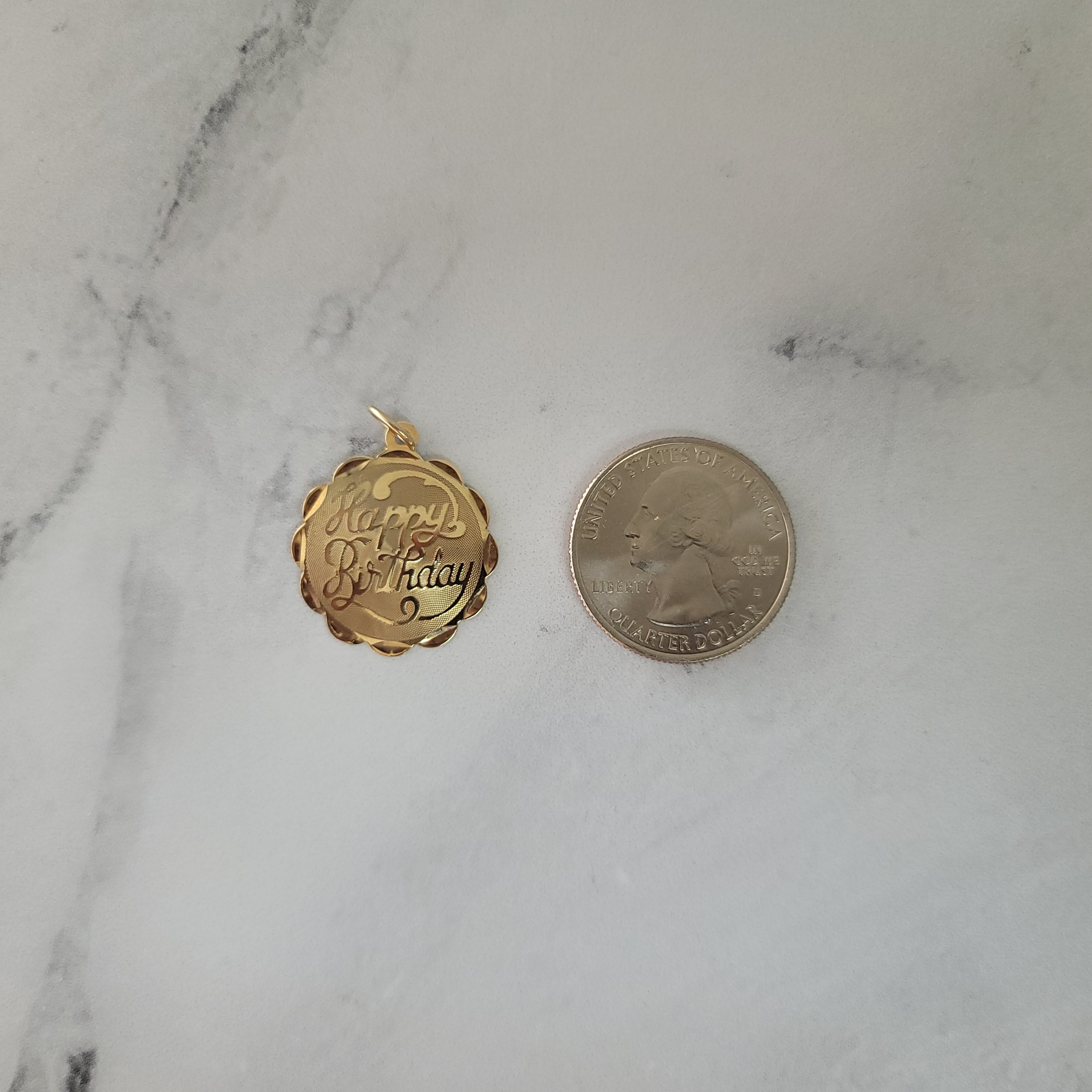 Happy Birthday Charm 14k Yellow Gold