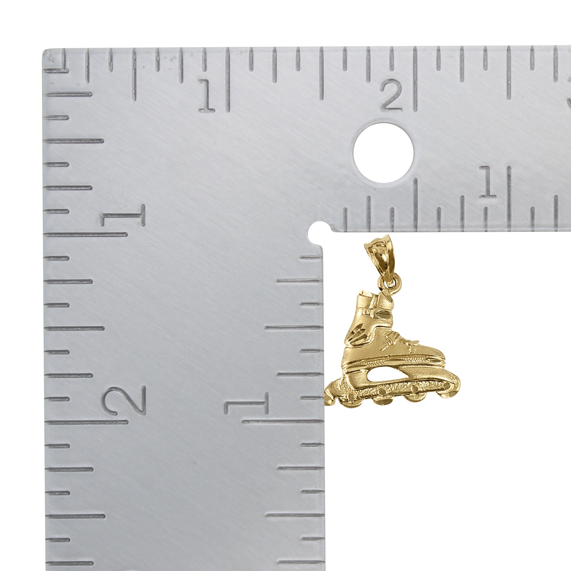 Rollerblades with Diamond Cuts Charm/Pendant 14k Yellow Gold