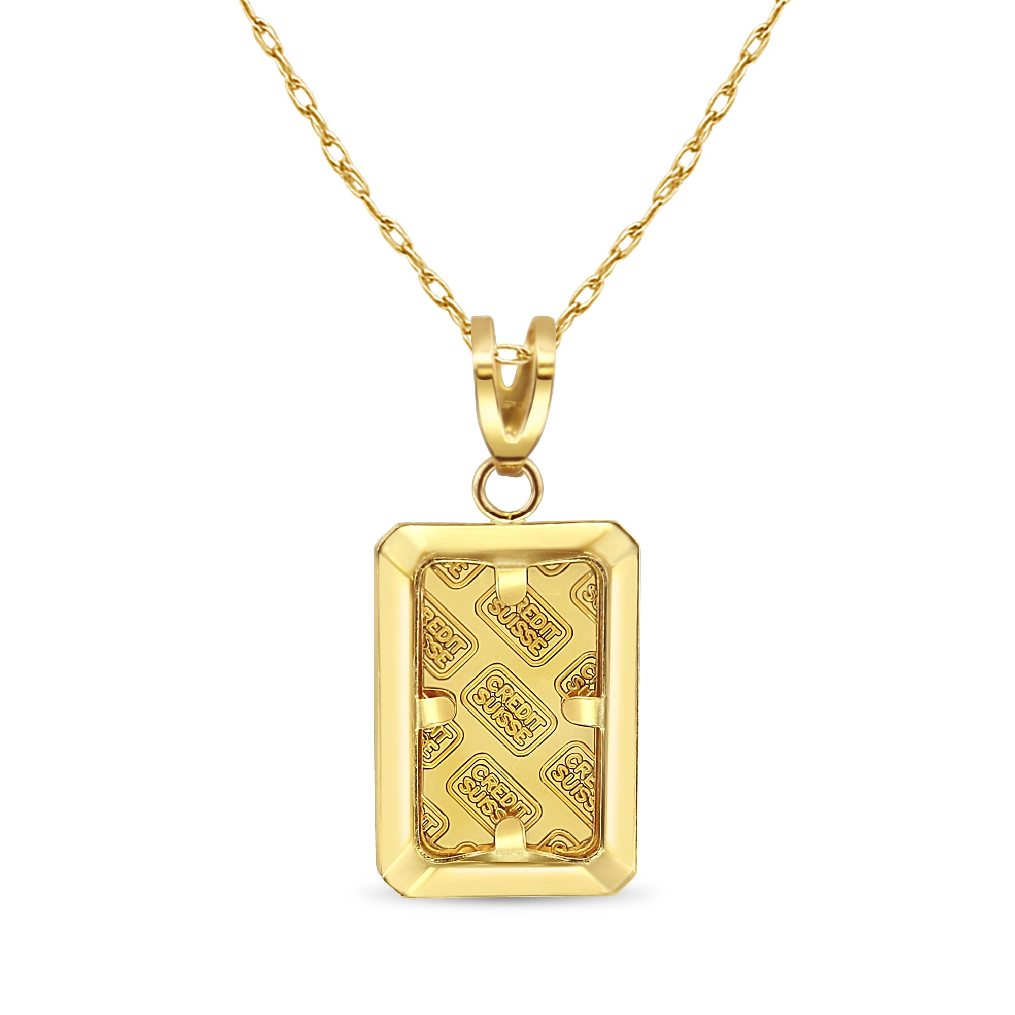 1 Gram Credit Suisse Gold Assay with Polished Bezel Necklace