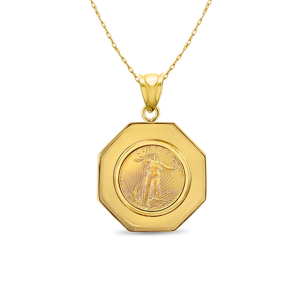 Octagon Lady Liberty 1/10OZ Coin Necklace
