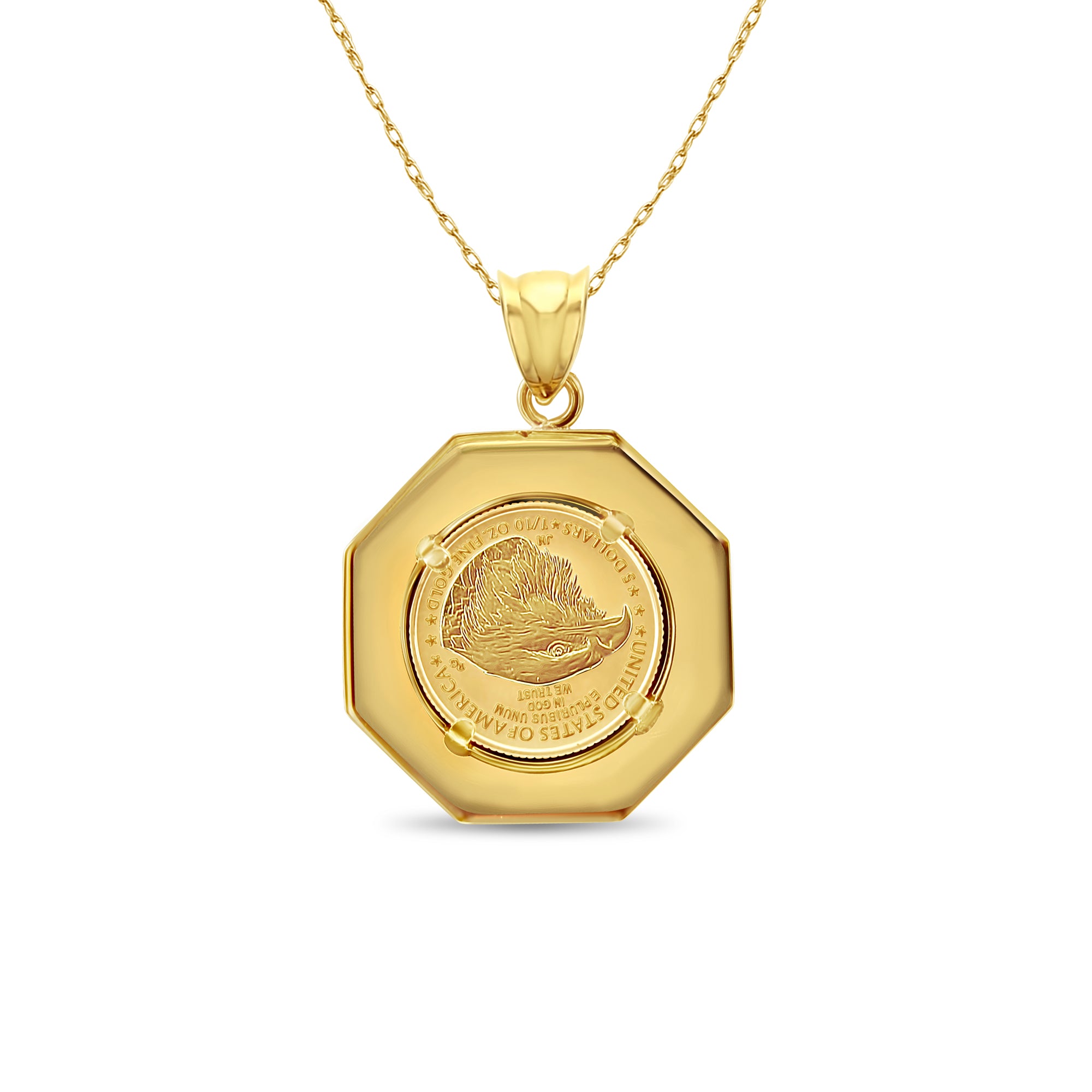 Collar con moneda octagonal de 1/10 oz de Lady Liberty