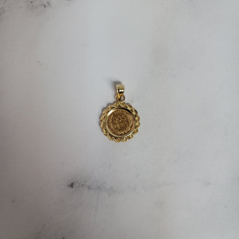 Vintage Dos Pesos Necklace with Rope Bezel