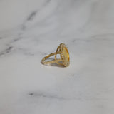Diamond Halo State of Texas Gold Coin Ring 1/20OZ .9999 FINE GOLD
