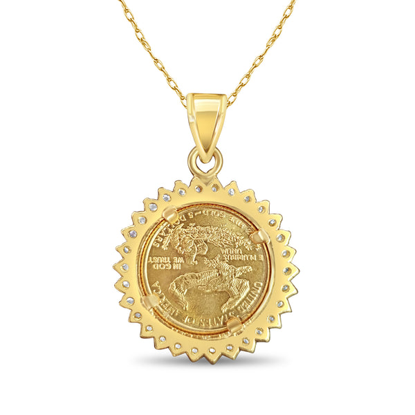 Lady Liberty 1/10OZ Fine Gold Medallion with Diamond Halo