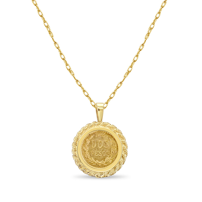 1945 Dos Pesos Gold Coin Necklace with Rope Bezel – Queen of Gemz