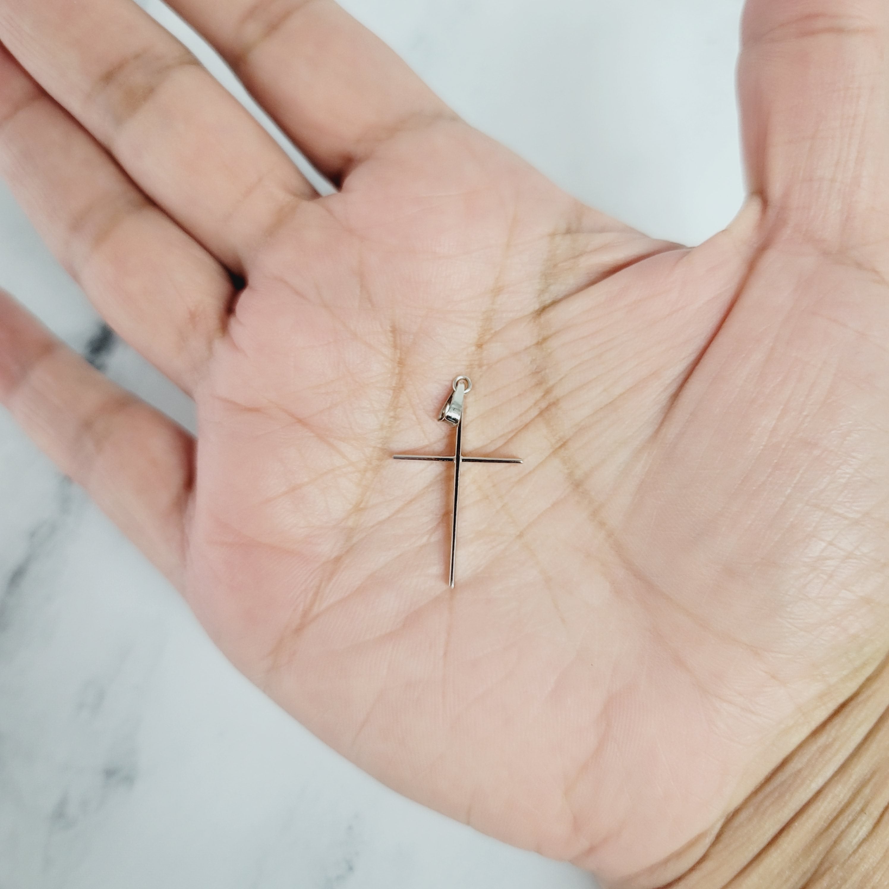 Skinny Dainty Gold Cross 14k Yellow or 14k White Gold