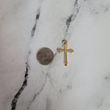 Textured Solid 14k Yellow Gold Cross Necklace