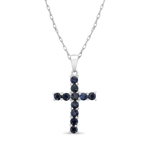 Sapphire White Gold Cross Necklace