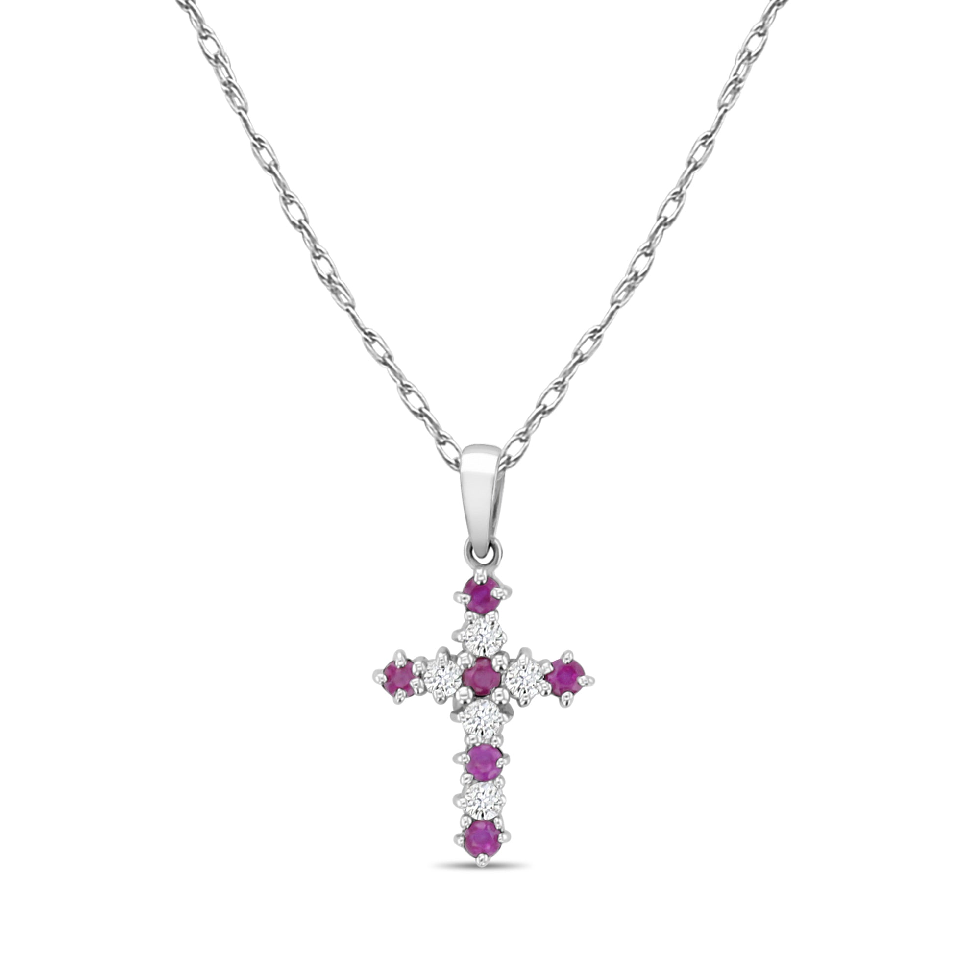 Ruby Diamond Cross Necklace