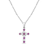 Ruby Diamond Cross Necklace