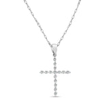 Skinny Diamond Cross Necklace .25cttw 14k White Gold