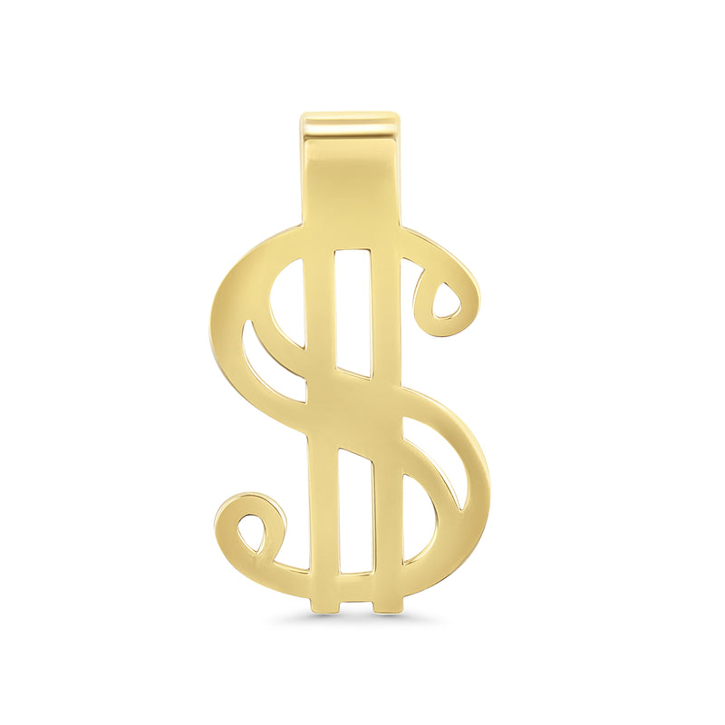 Dollar Sign Symbol Money Clip 14k Yellow Gold