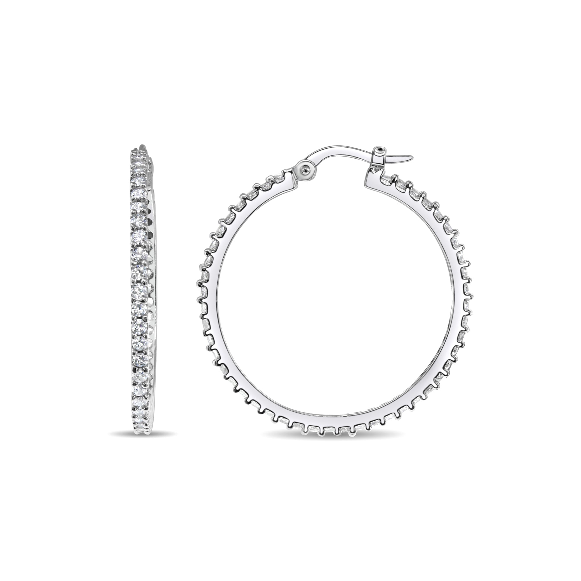 Cubic Zirconia CZ Infiniti Hoops 14k White Gold