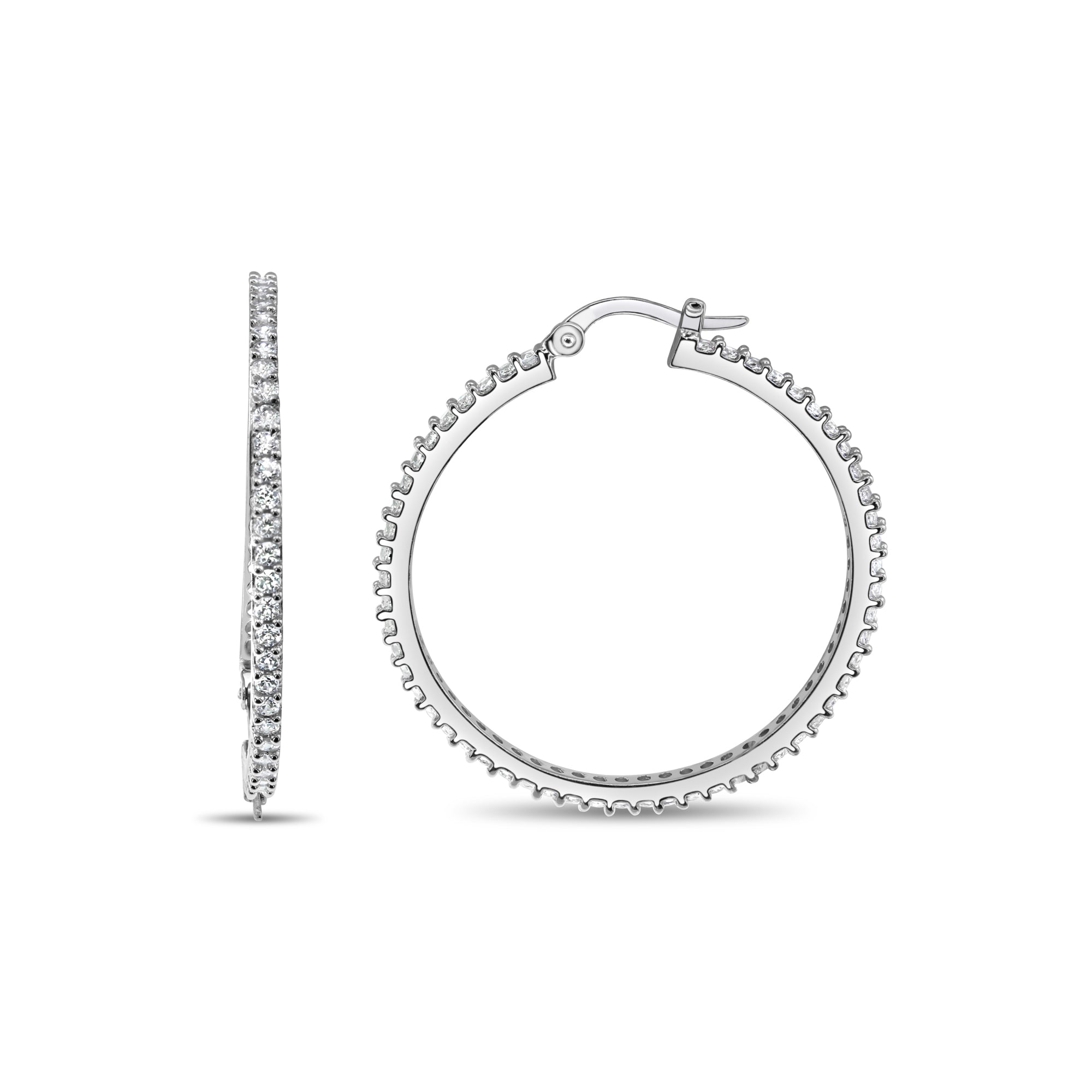 Cubic Zirconia CZ Infiniti Hoops 14k White Gold