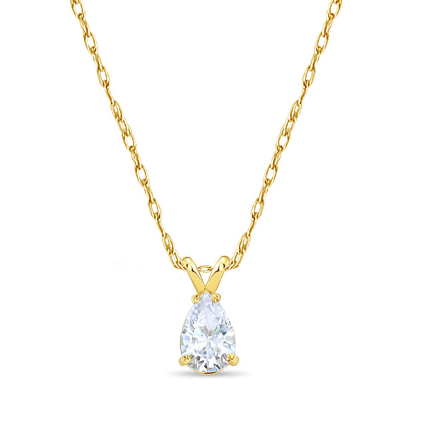 9MM Cubic Zirconia CZ Pear Shaped Necklace