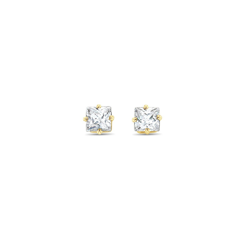 Pendientes de circonita cúbica con corte princesa de 5 mm o 6 mm
