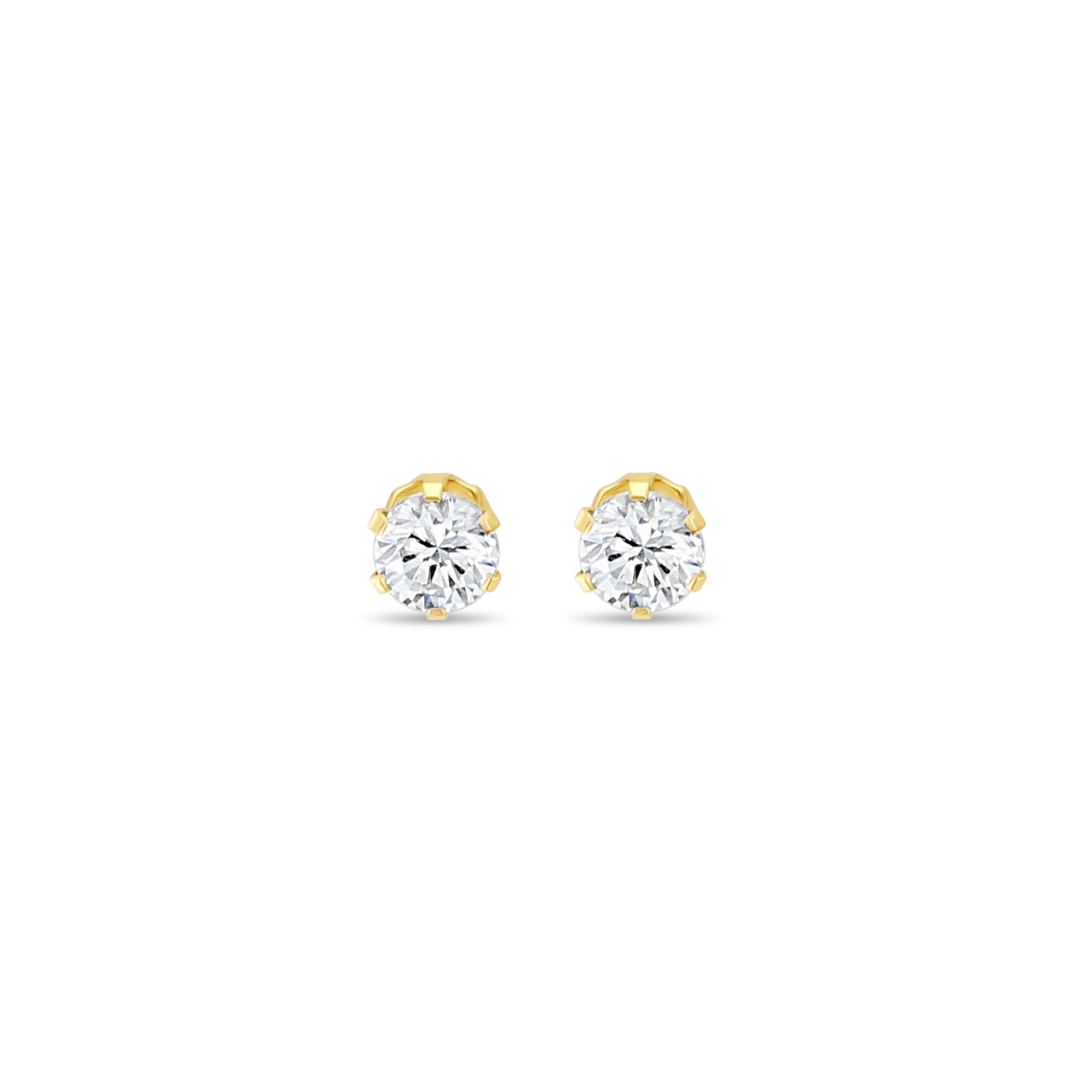 Round Cubiz Zirconia CZ Studs 14k White or Yellow Gold