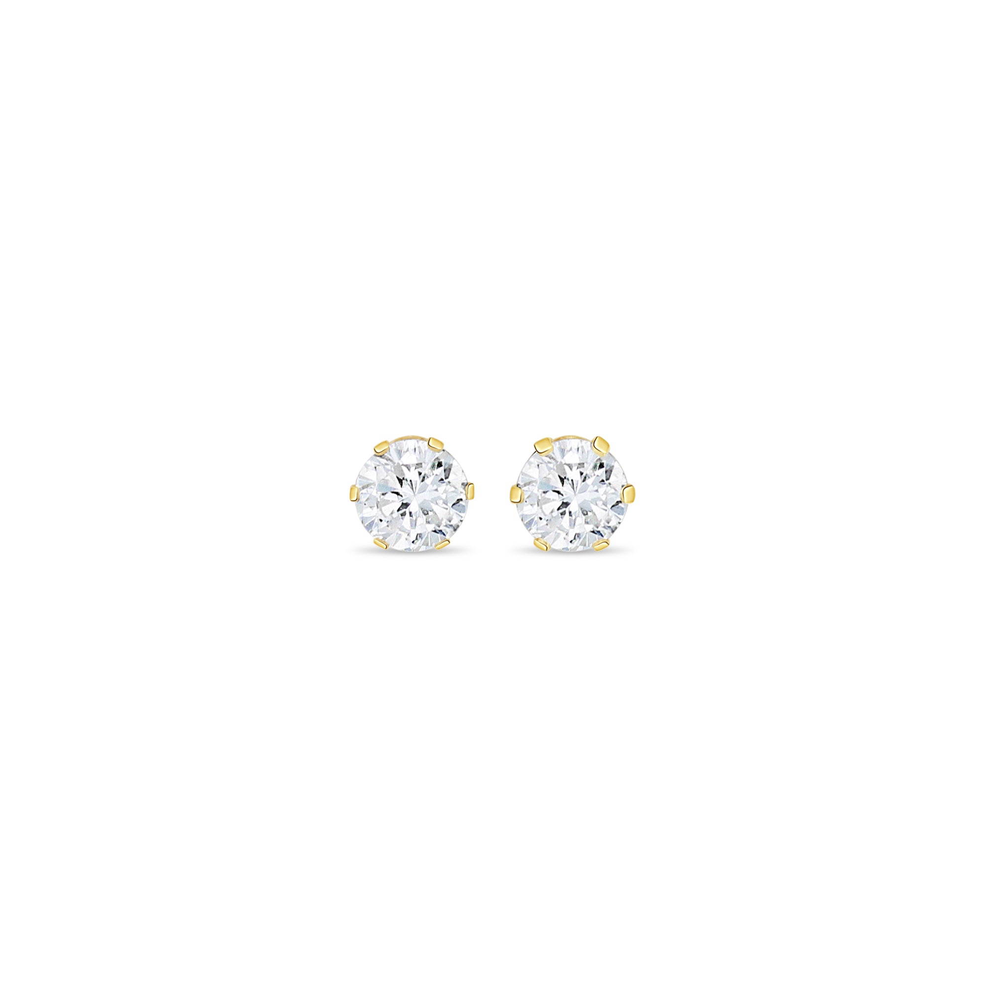 Brilliant Round Cubiz Zirconia CZ Studs 14k White or Yellow Gold