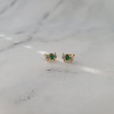 Bowtie Emerald & Diamond Earrings .50cttw 14k Yellow Gold