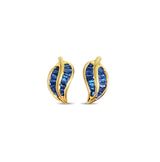 Sapphire Leaf Shaped Earrings 1.44cttw 14k Yellow Gold