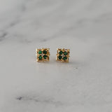 Emerald Stud Earrings .33cttw 14k Yellow Gold