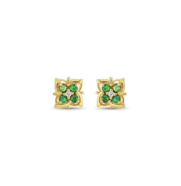 Emerald Stud Earrings .33cttw 14k Yellow Gold