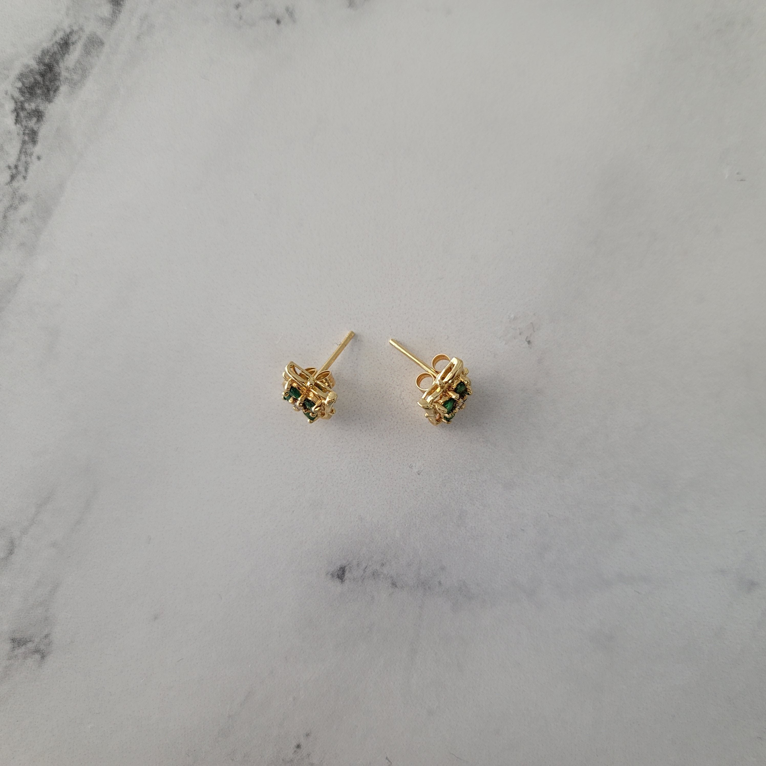 Emerald Stud Earrings .33cttw 14k Yellow Gold