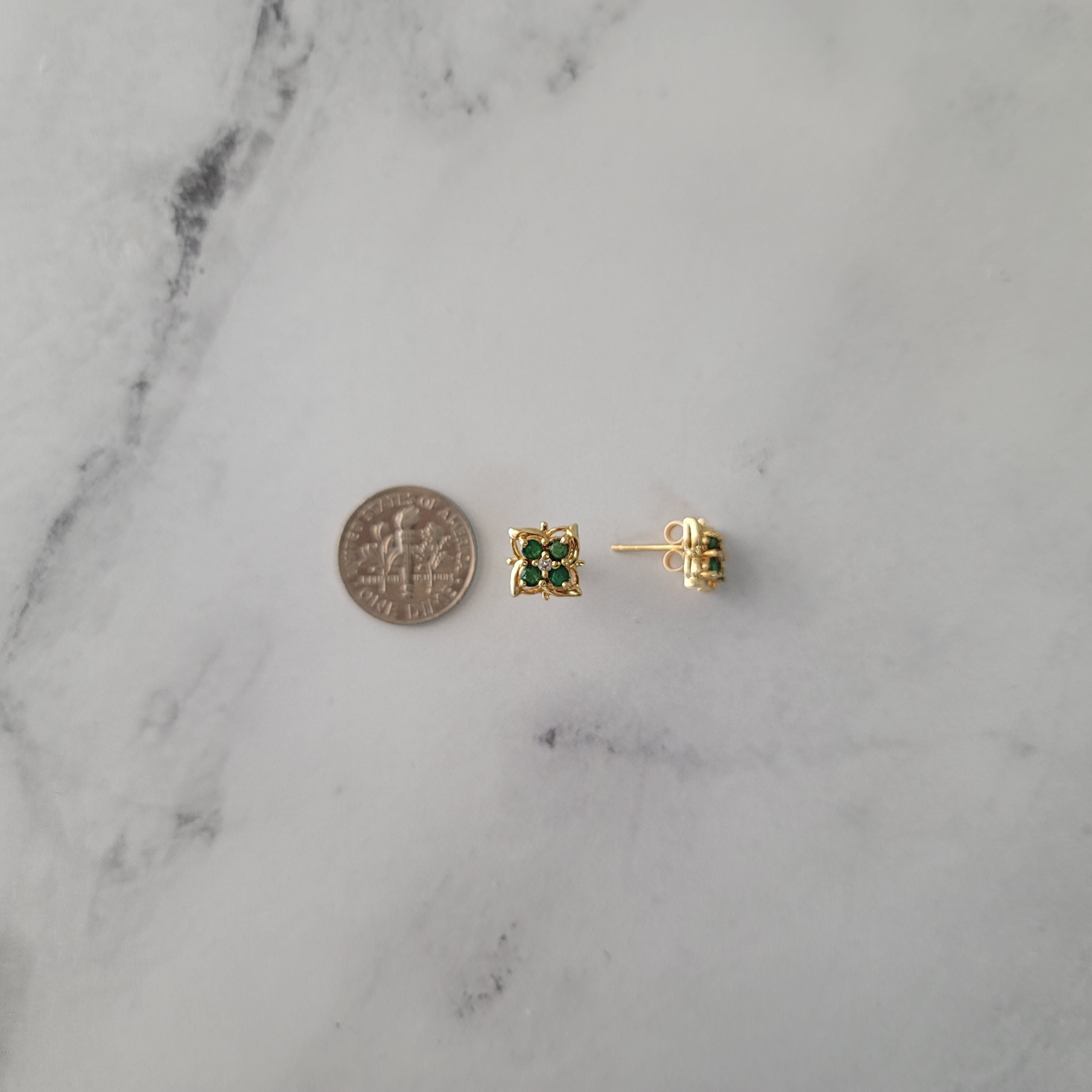 Emerald Stud Earrings .33cttw 14k Yellow Gold