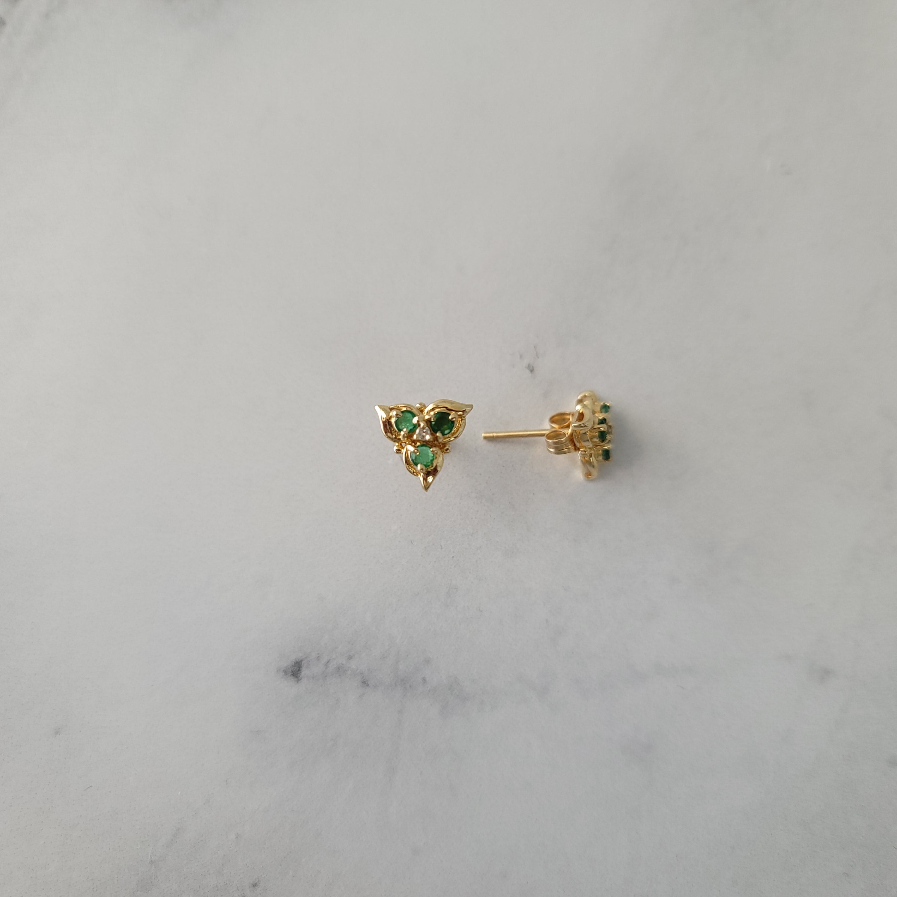 Triangle Shaped Emerald Diamond Studs