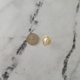 7MM Pearl Studs with Gold Round Design 14k Yellow Gold